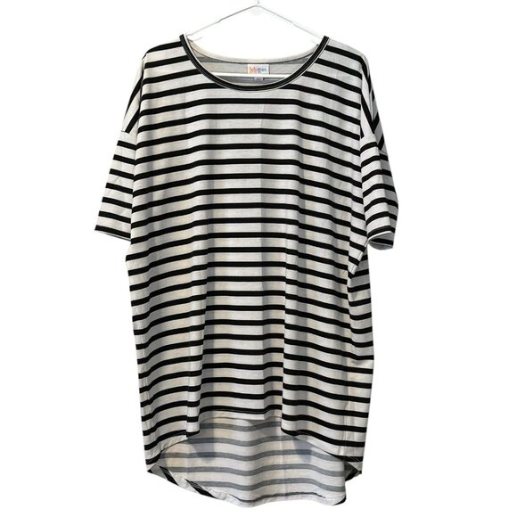 Lularoe Hi-Low‎ Midi Dress Size Medium Striped Short Sleeve Scoop Neck Comfort - Picture 1 of 9